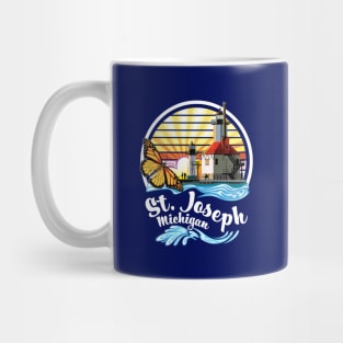 St. Joseph Michigan Lighthouses and Monarch Butterfly Mug